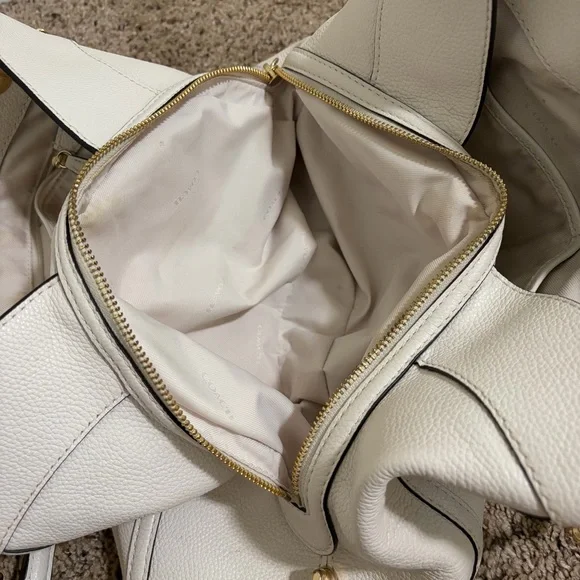 Coach Turnlock Edie Shoulder Bag, White with Chains - Picture 12 of 16